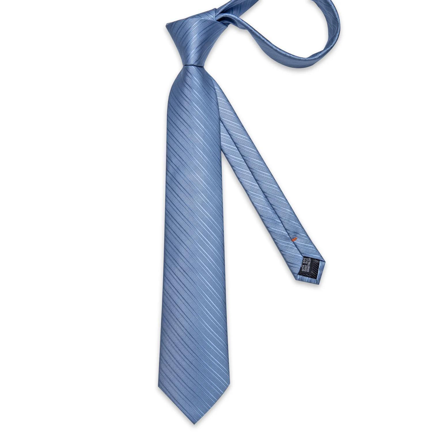 Corbata hombre Seda con paño y colleras Modelo Celeste Silver-5