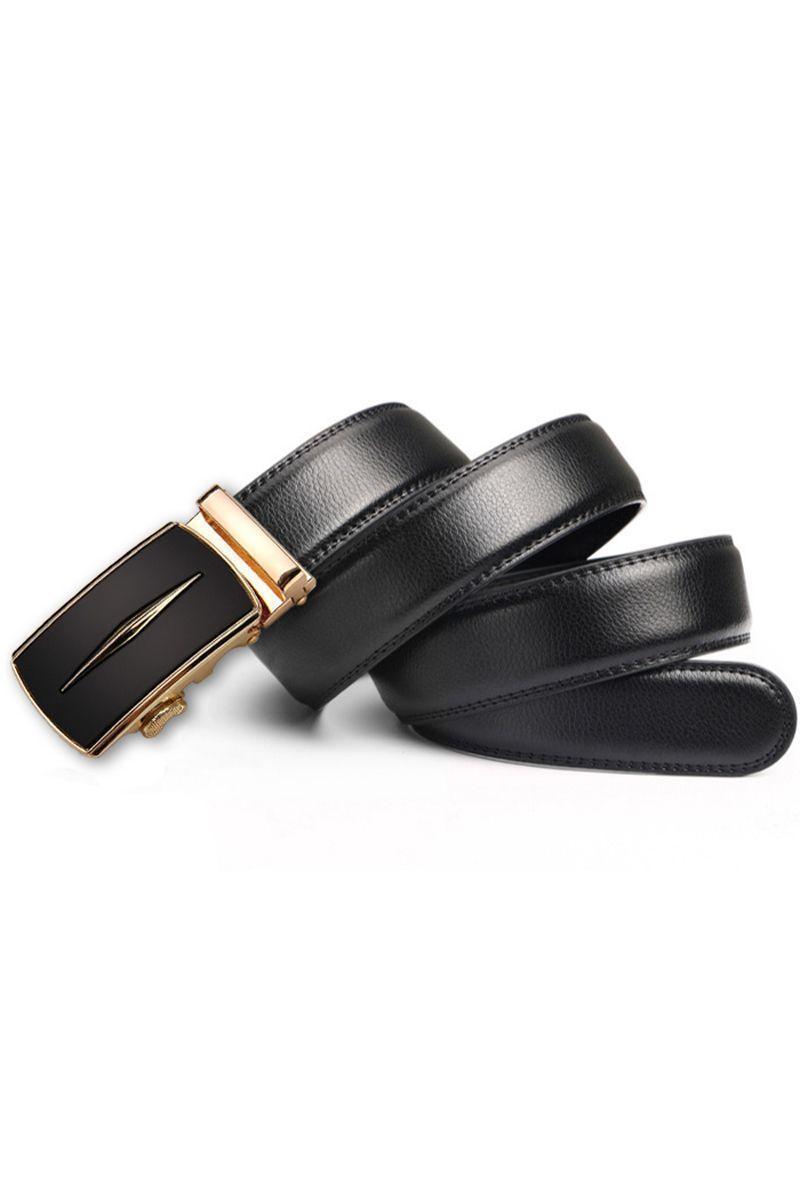 Cinturon ejecutivo automatico cuero negro hombre. Coupe Dorado-0