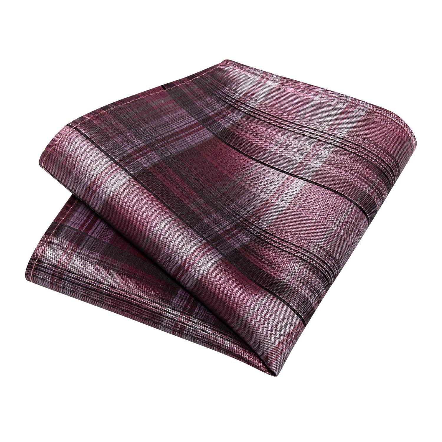 Corbata seda hombre con paño y colleras Modelo Rosa Cenizas-3