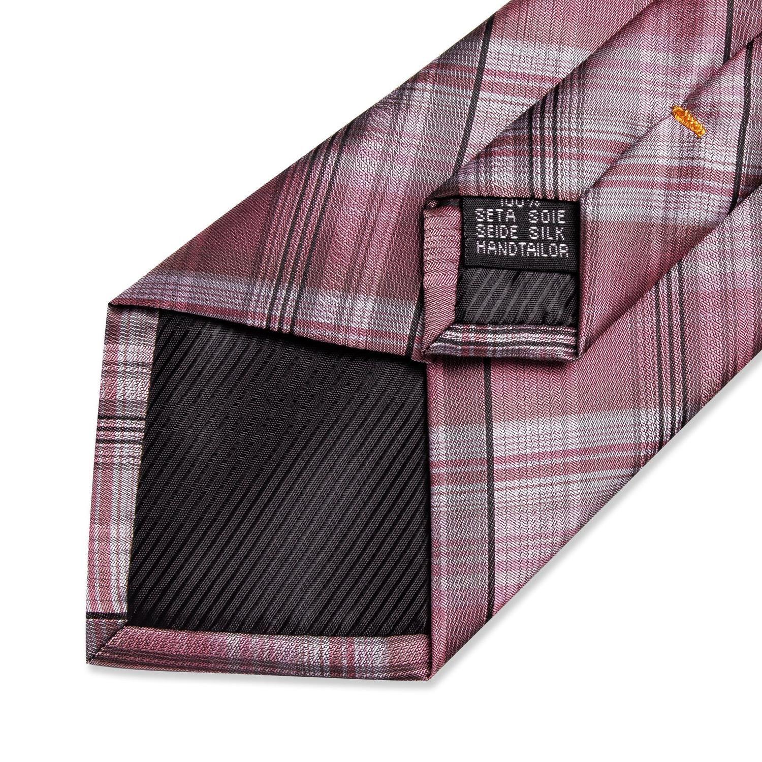 Corbata seda hombre con paño y colleras Modelo Rosa Cenizas-4