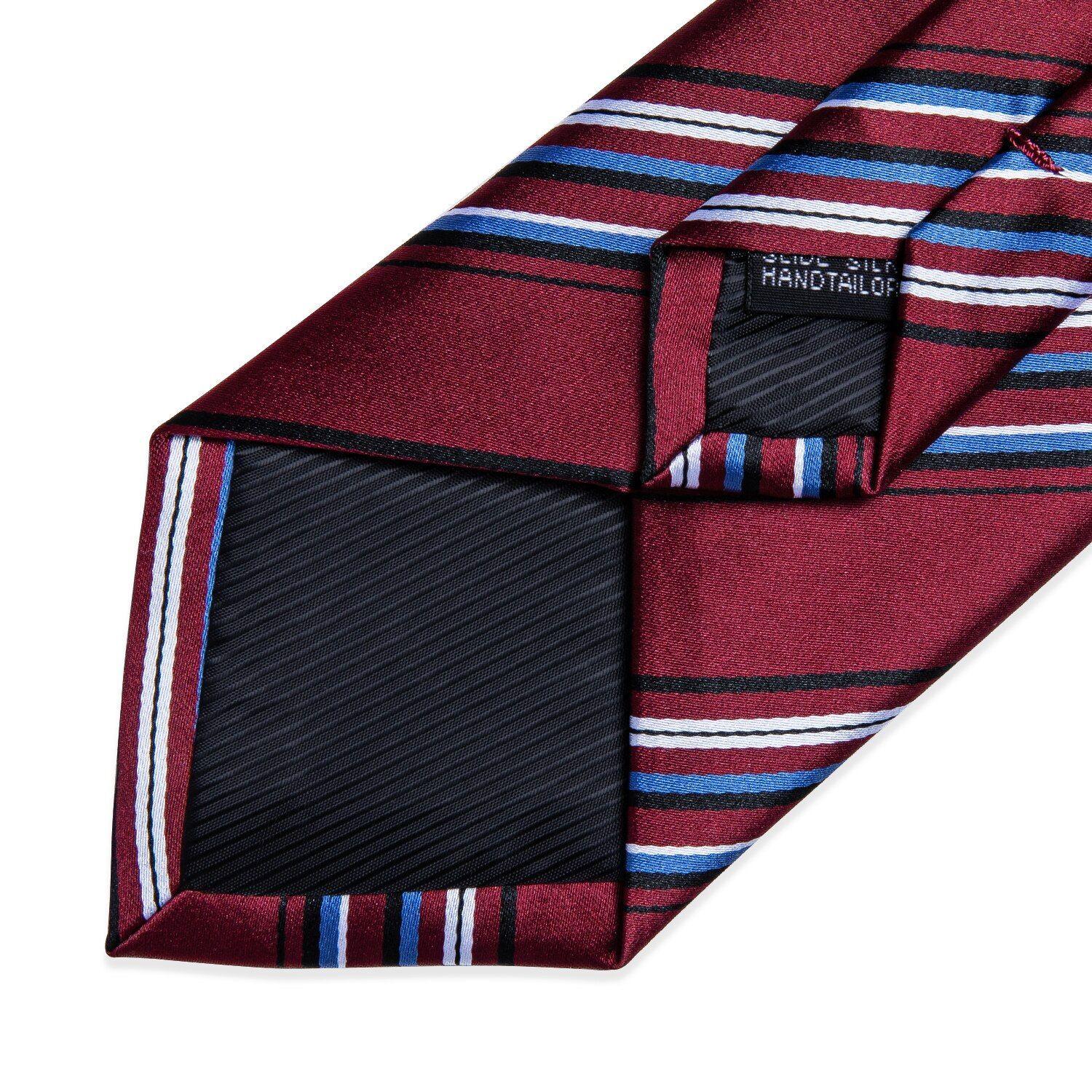 Corbata Hombre Seda + Paño + Colleras formal. Modelo Tricolor Rayas-3