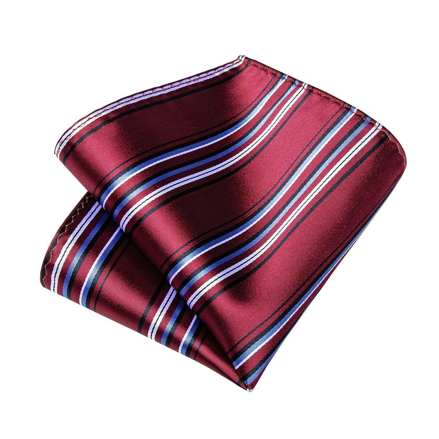 Corbata Hombre Seda + Paño + Colleras formal. Modelo Tricolor Rayas-4