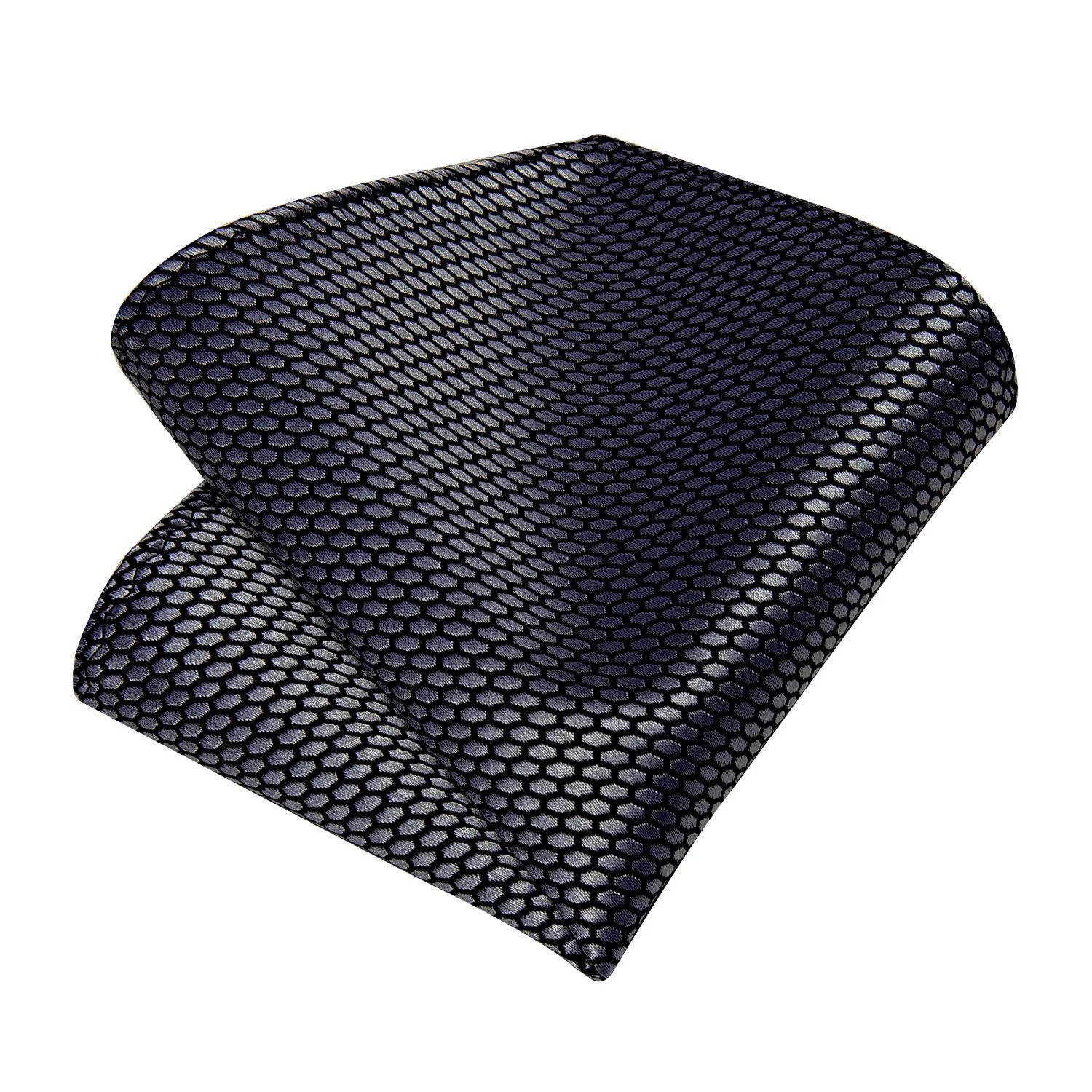 Corbata hombre seda con pañuelo y colleras Modelo Grafito Texturizado-3
