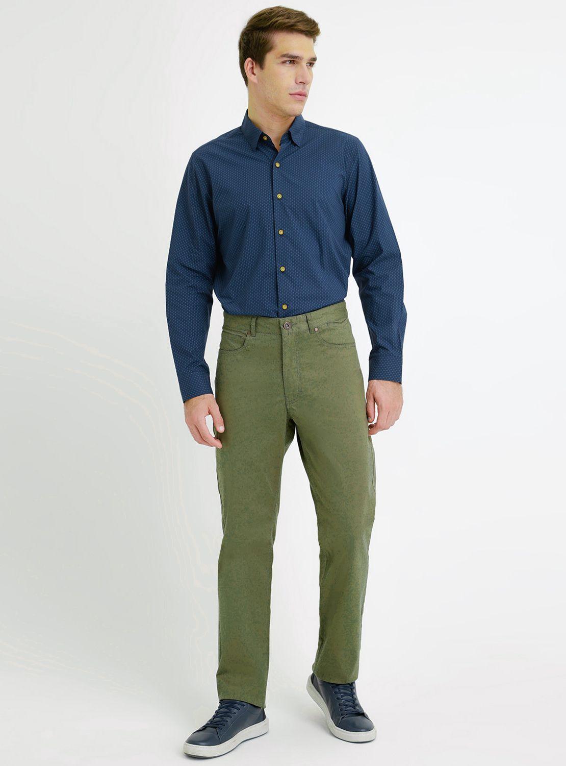 Pantalón Verde Trial Hombre Slim Algodón Liso VIlas 5 bolsillos Oficina-3