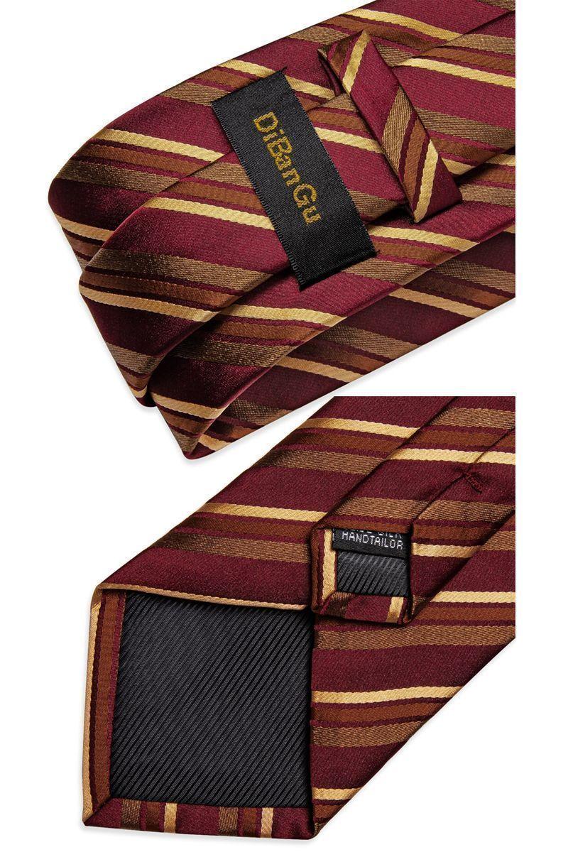 Set Corbata + Paño + Collera formal hombre. Modelo Dorado Escarlata-3