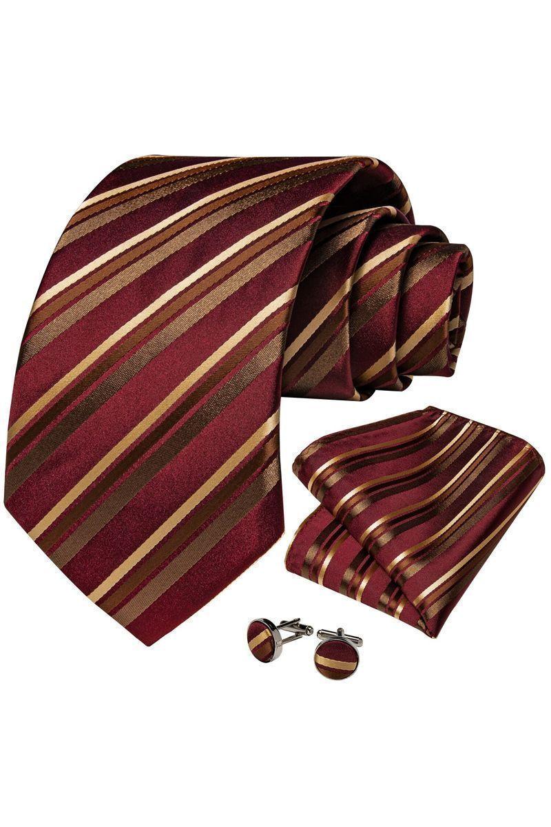 Set Corbata + Paño + Collera formal hombre. Modelo Dorado Escarlata-0