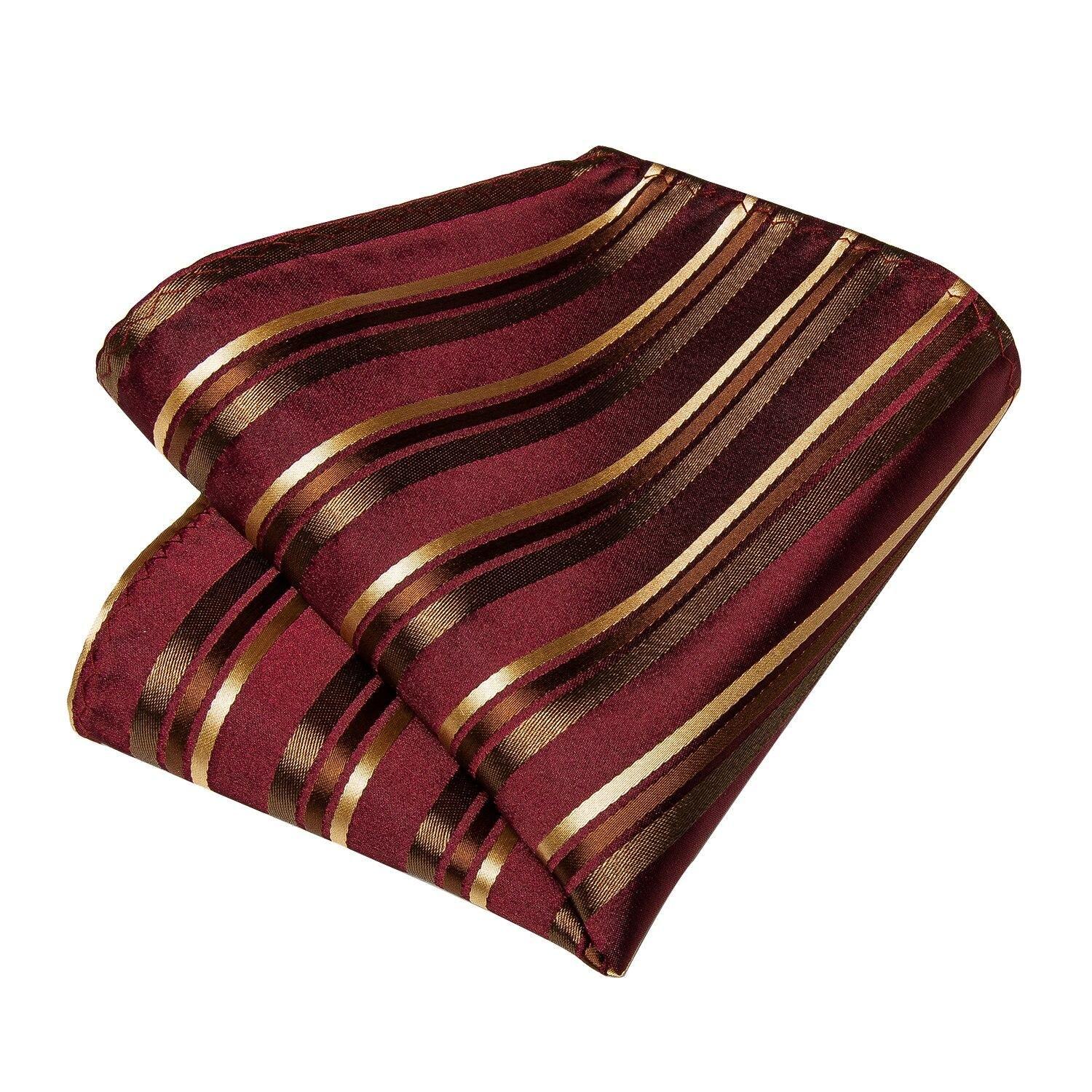 Corbata hombre formal seda paño y colleras Dorado escarlata-3