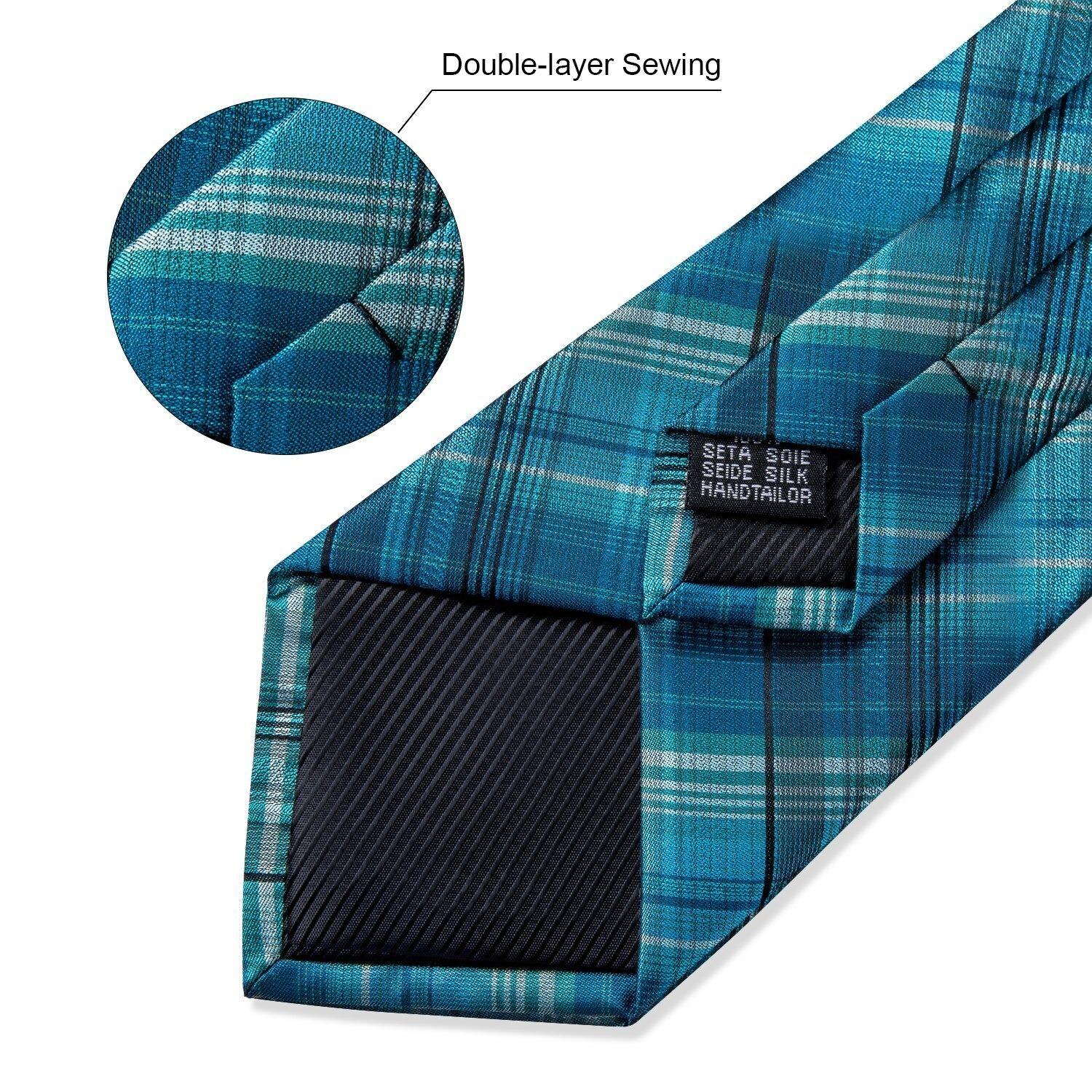 Corbata Azul petroleo seda hombre paño y colleras Modelo Azul Cenizas-2