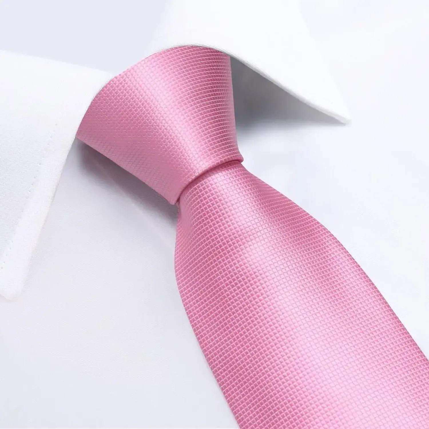 Corbata Rosada Seda Hombres, Paño Y Colleras. Rosa Classic.-2