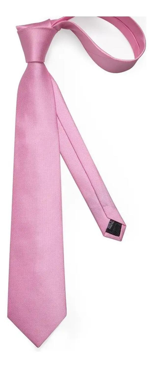 Corbata Rosada Seda Hombres, Paño Y Colleras. Rosa Classic.-4