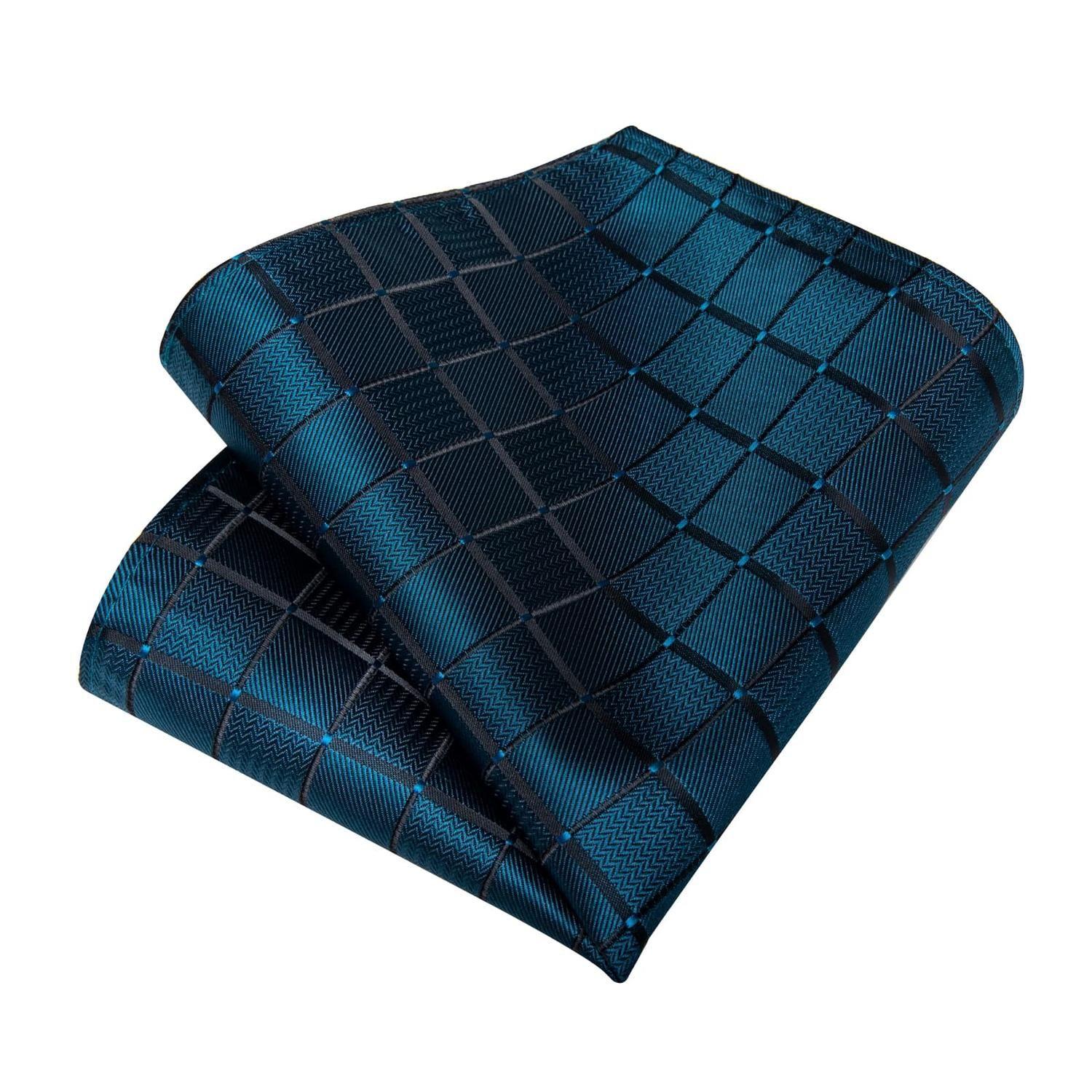 Corbata Hombre seda pañuelo y colleras Modelo Sangre Turquesa Oscuro-3