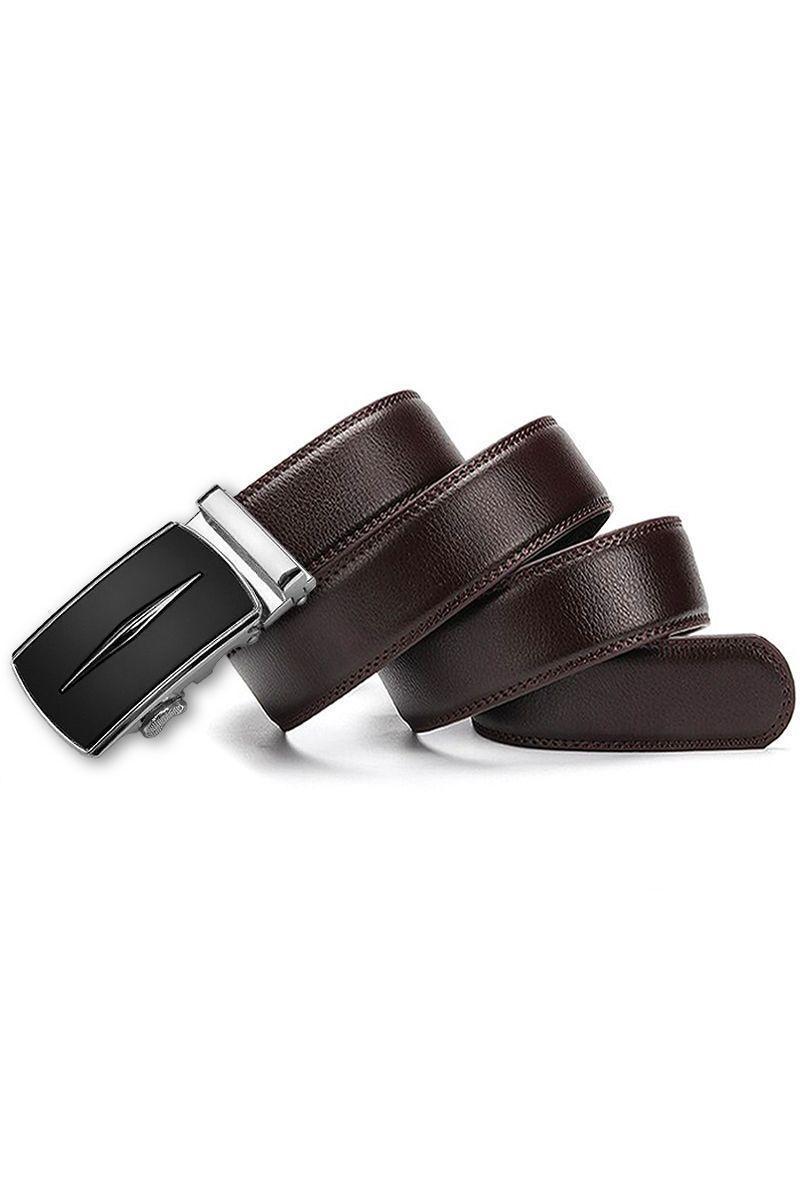 Cinturon ejecutivo automatico cuero café hombre. Coupe Plateado-0