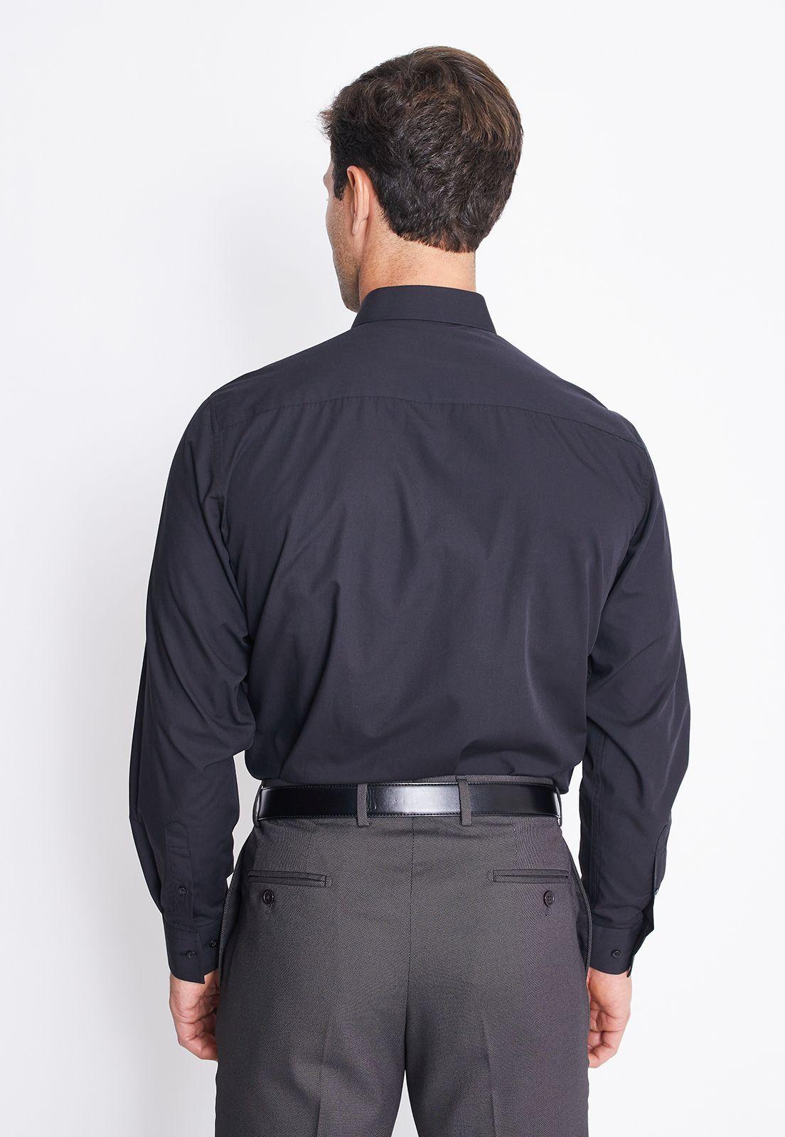 Camisa Negra Formal para Trabajo Hombre Cuello Italiano Bolsillo-2