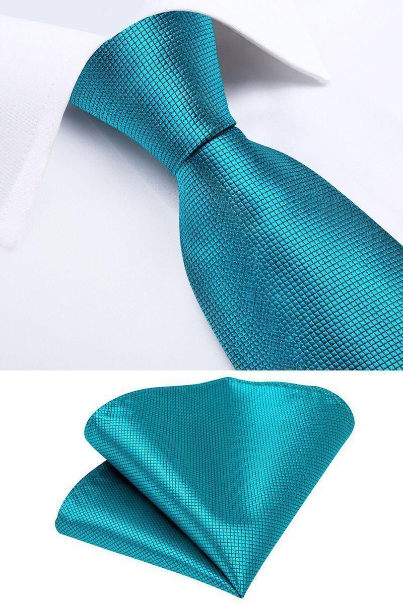 Set Corbata + Paño + Collera formal hombre. Turquesa Classic-2
