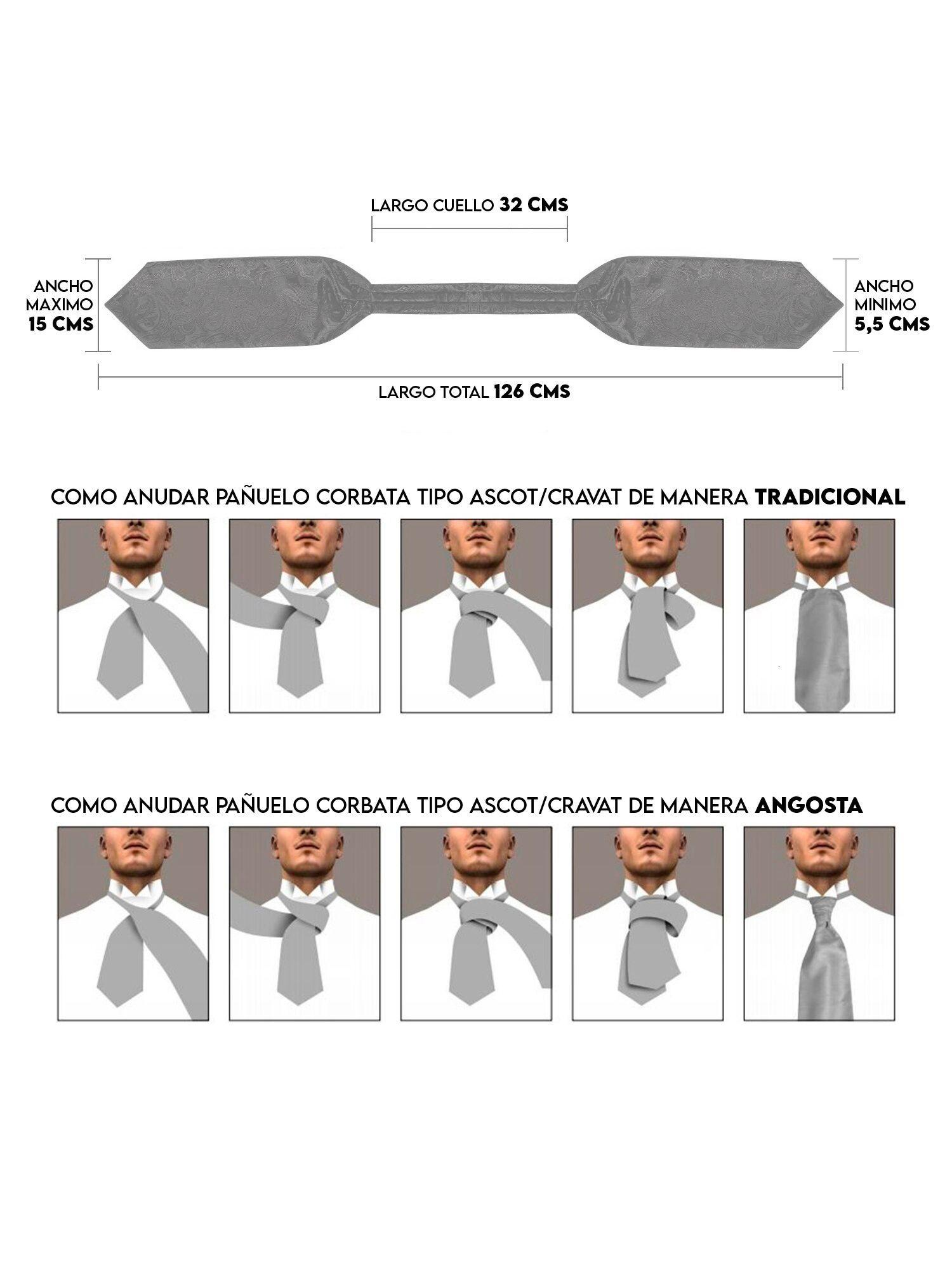 Corbata Gruesa Ascot Cravat + paño + colleras. Floreado Rosas Rojas-5