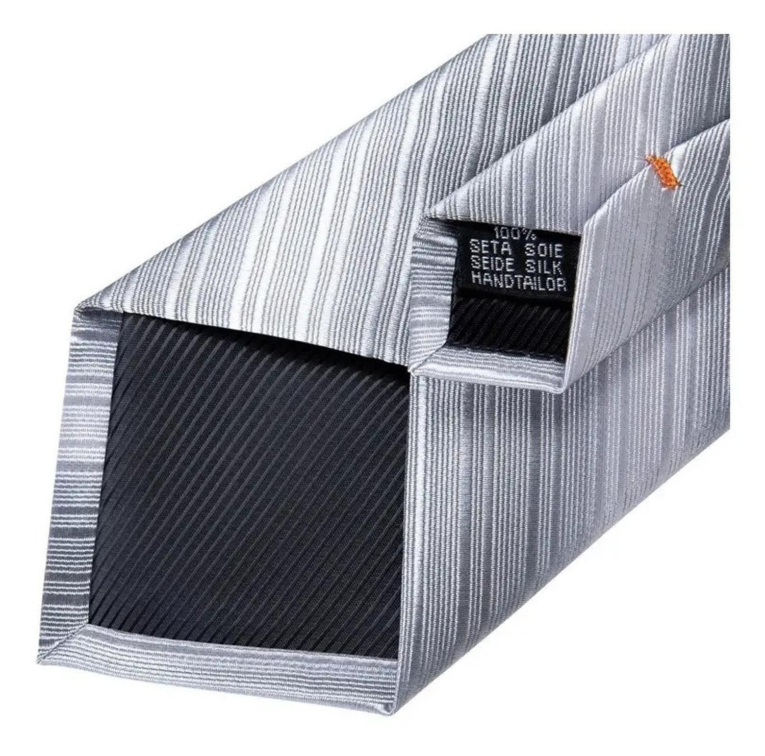 Set Corbata Plateada Hombres, Paño Y Colleras. Silver.-4