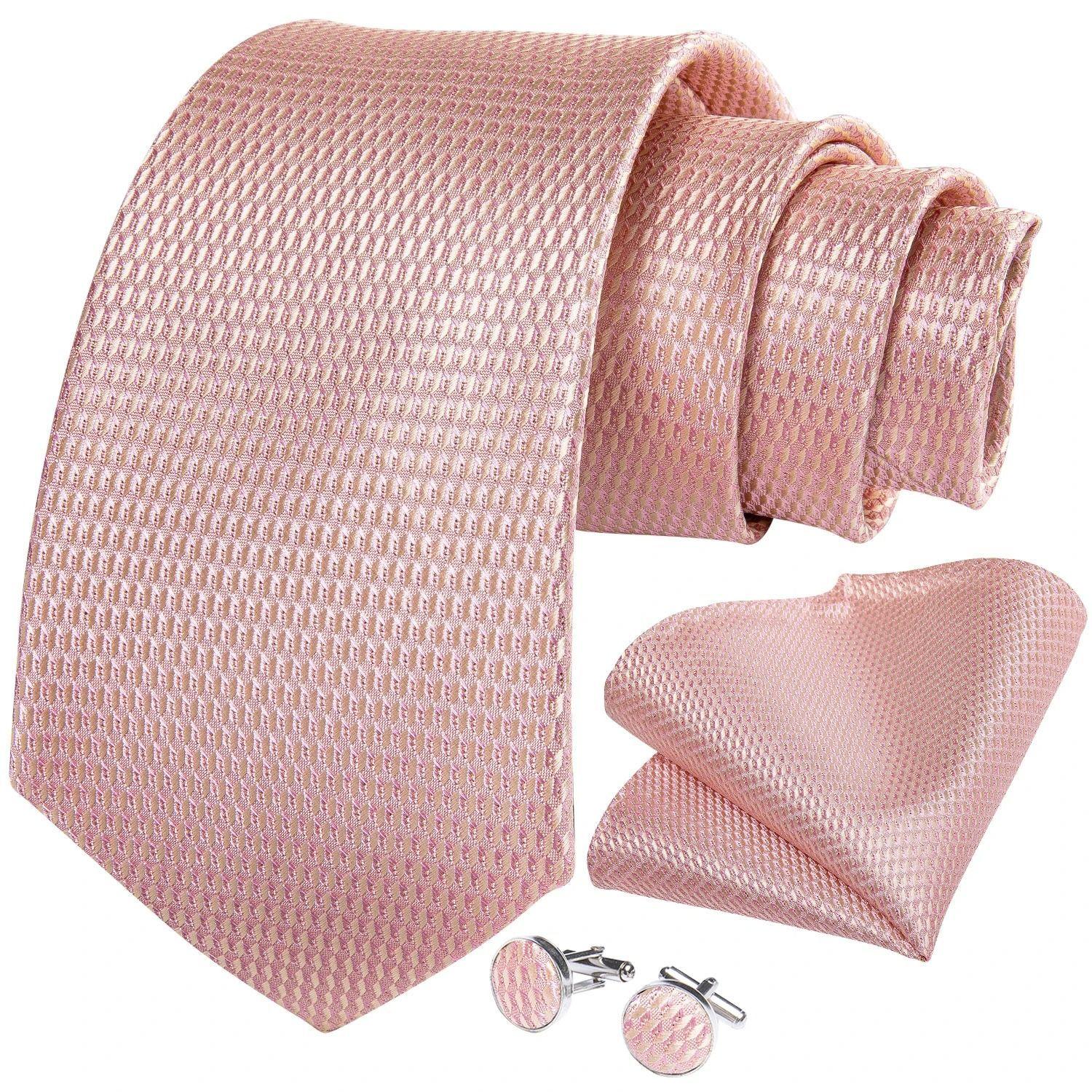 Corbata Rosa Hombre Seda + Paño + Colleras. Modelo Palo Rosa-0