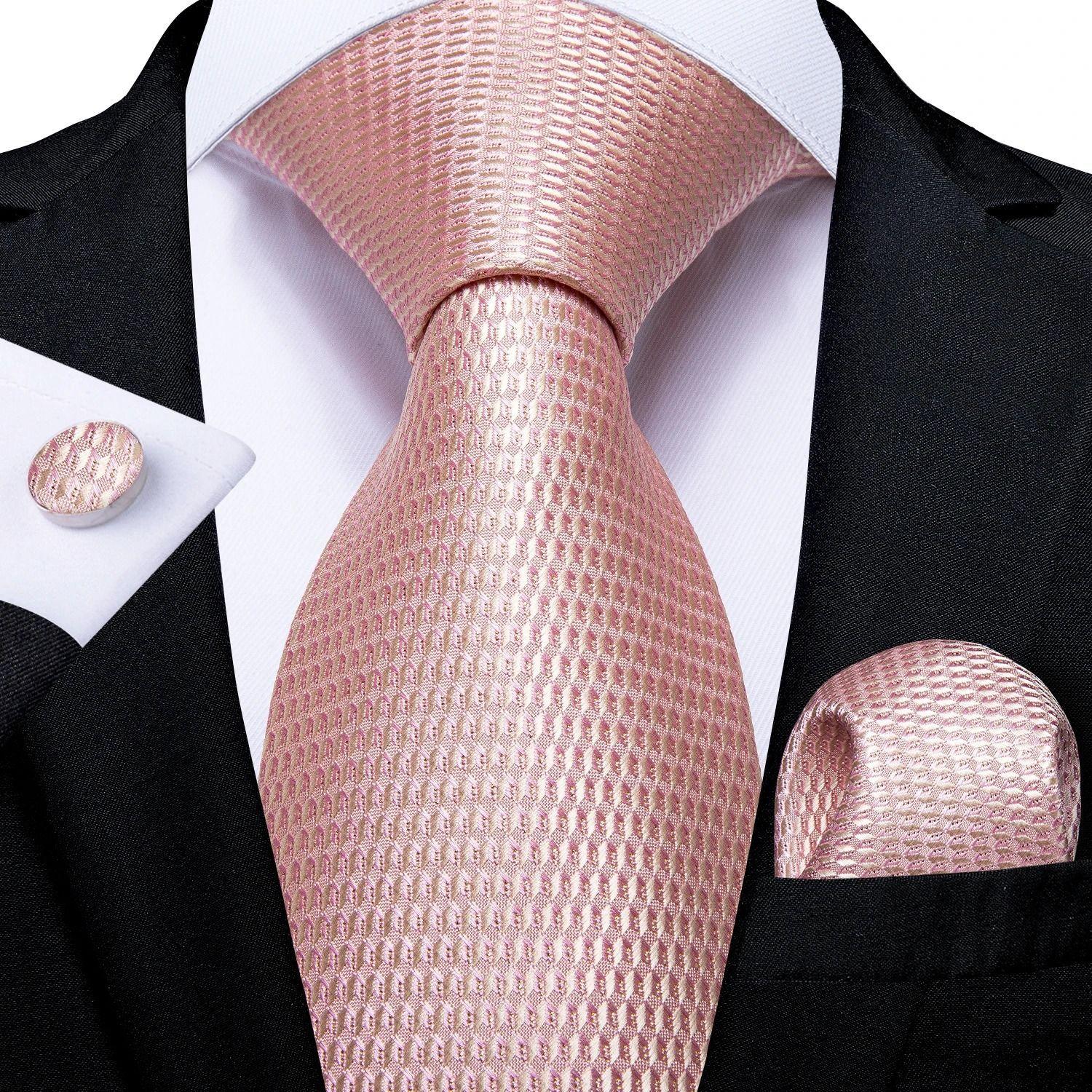 Corbata Rosa Hombre Seda + Paño + Colleras. Modelo Palo Rosa-1