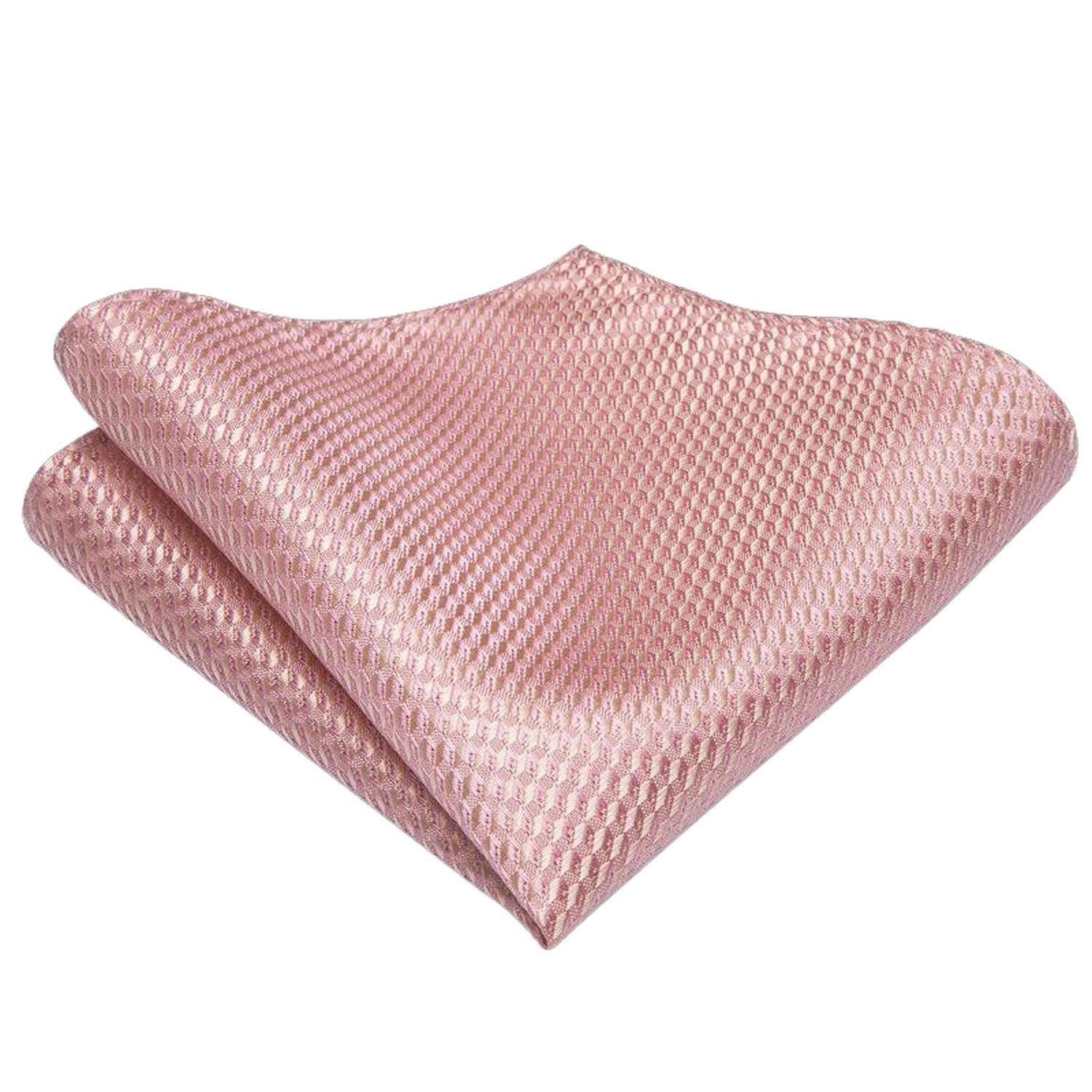 Corbata Rosa hombre seda con paño y colleras Palo Rosa-3