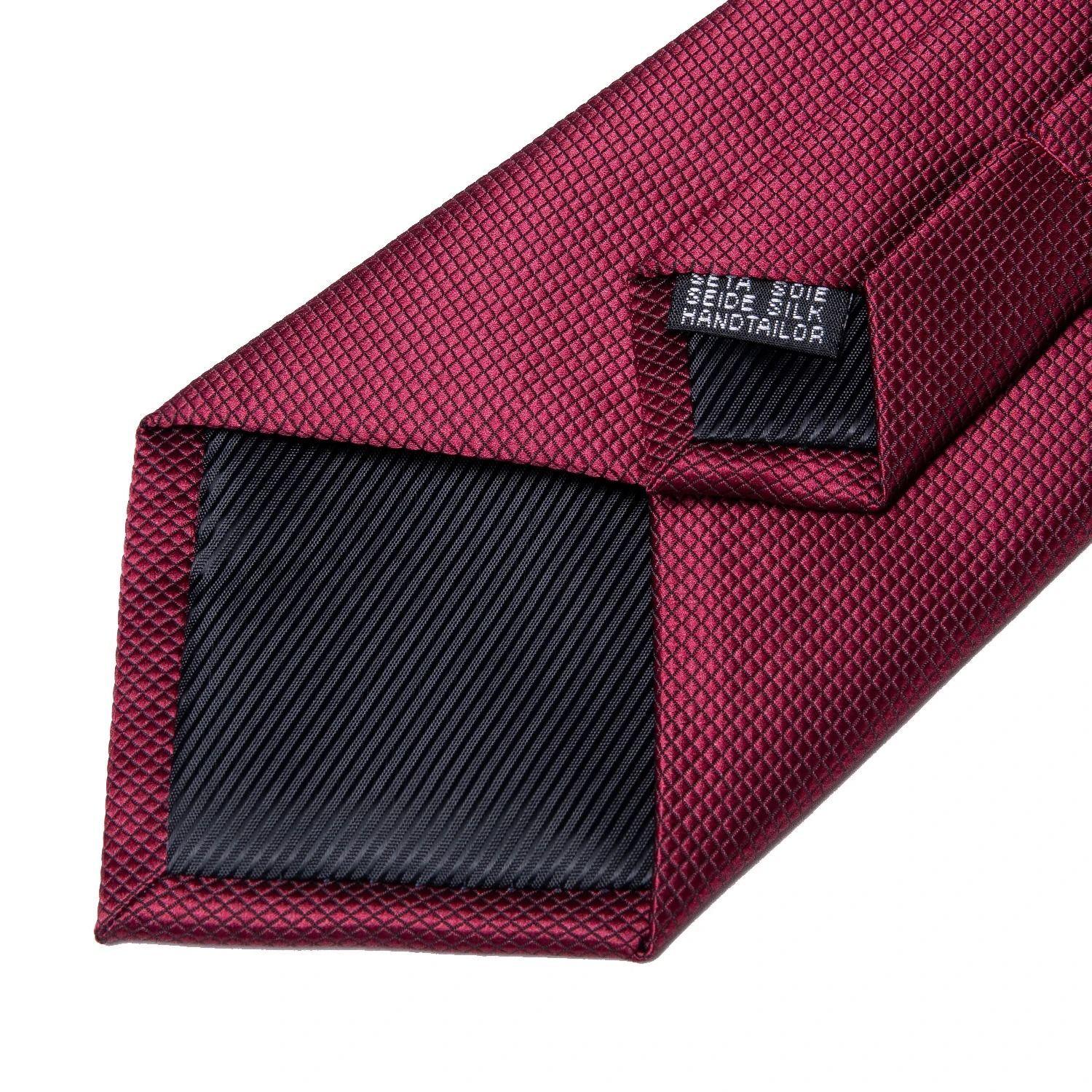 Corbata VInotinto Hombre Seda + Paño + Colleras. Modelo Vinotinto Classic-3