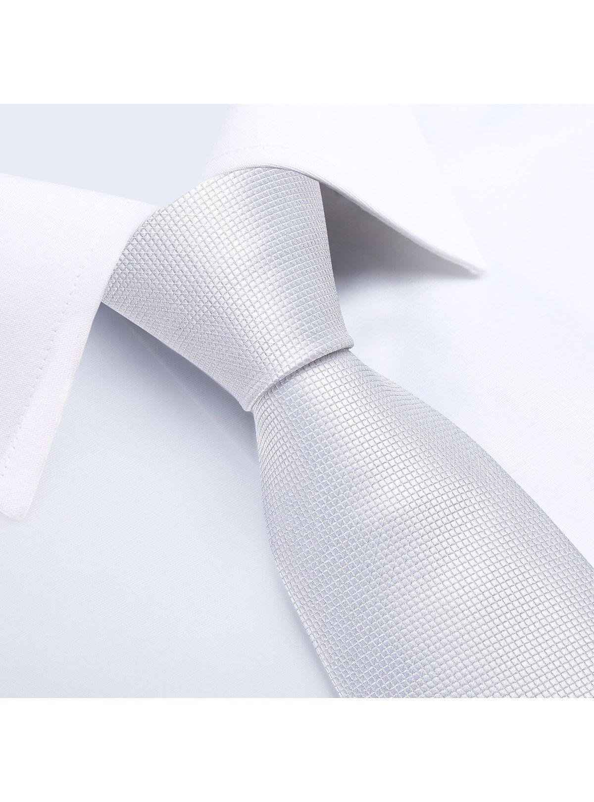Corbata Blanca + Paño + Collera formal hombre. Modelo Blanco Classic-2