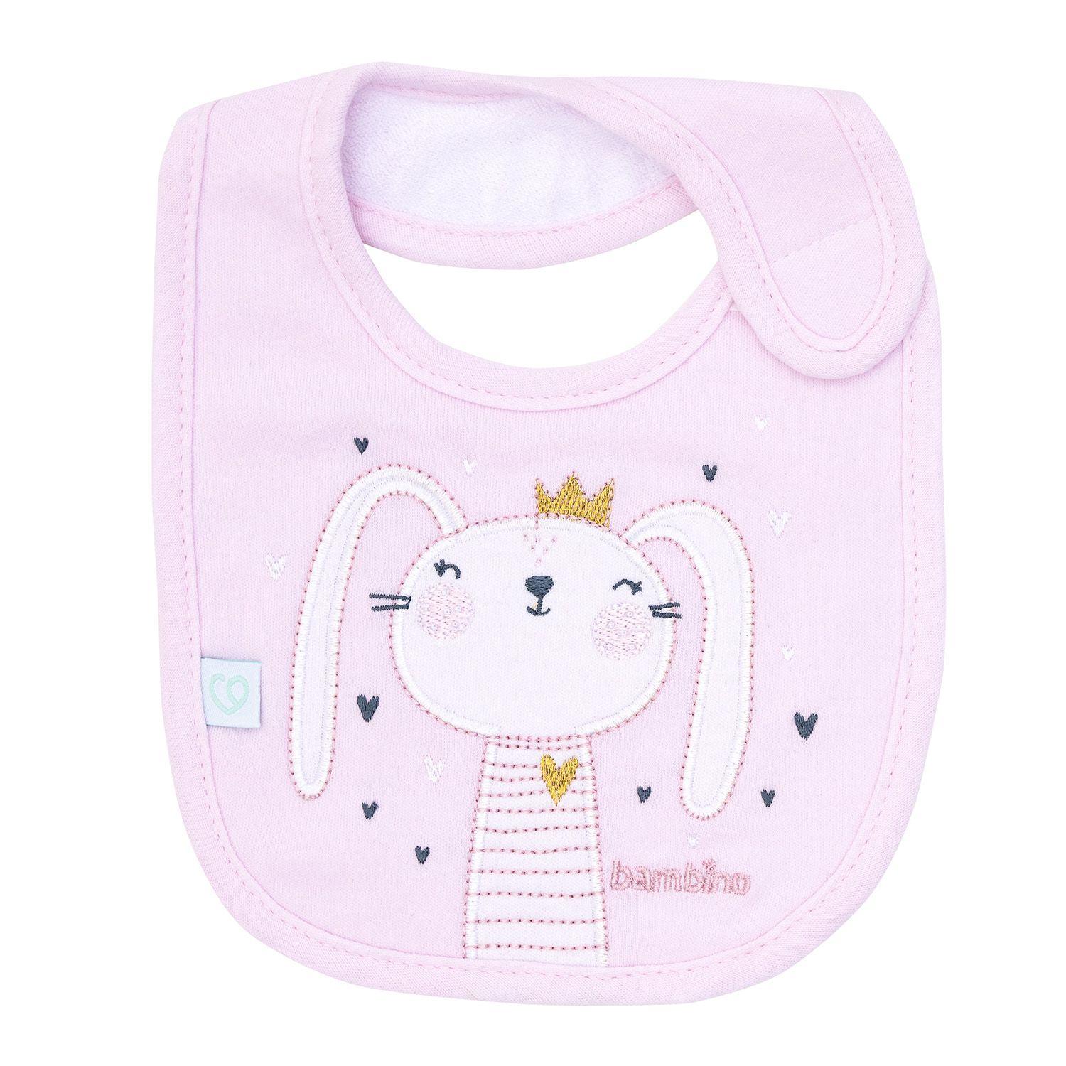 Set 2 Babero Algodón Impermeable Rosado Conejita Niña-2
