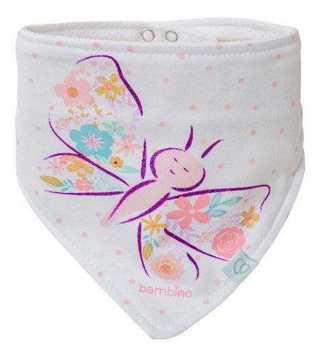 Set 2 Piezas Babero Bandana Bambino  Mariposa Blanco-1
