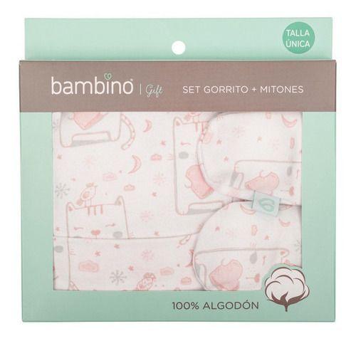 Set Baby Gift Gorrito Y Mitones Rosado 0-3 Meses-0