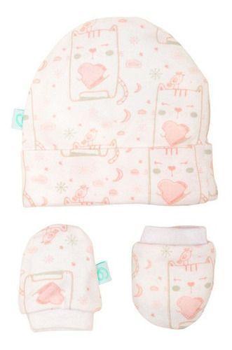 Set Baby Gift Gorrito Y Mitones Rosado 0-3 Meses-1