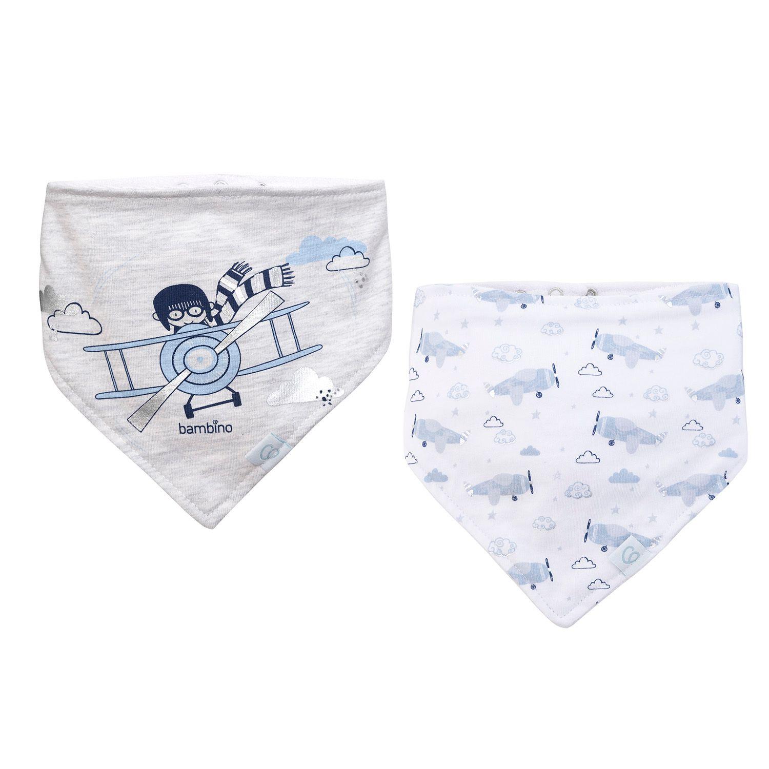 Set 2 Babero Bandana Gris Avion Niño-1
