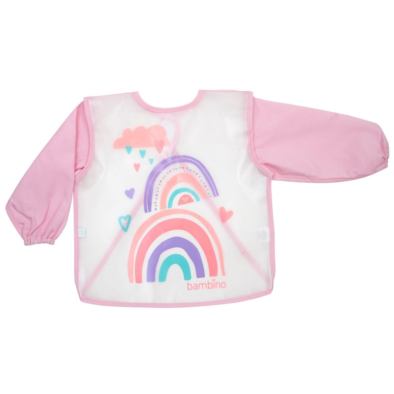 Babero Plastico Con Mangas Bambino  Arcoiris Rosado-0