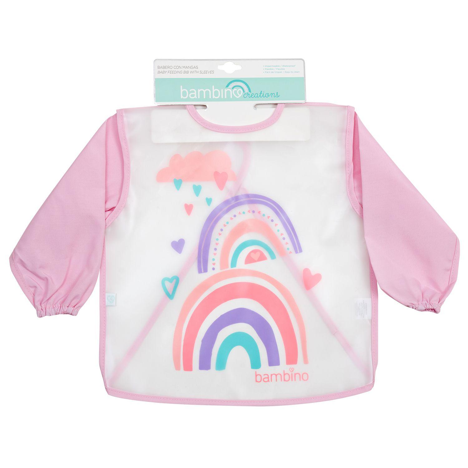 Babero Plastico Con Mangas Bambino  Arcoiris Rosado-1