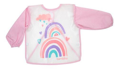 Babero Plastico Con Mangas Bambino  Arcoiris Rosado-2