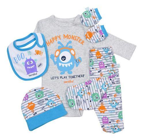 Set 5 Piezas Baby Gift Bambino Creations Monstruos Blanco-3