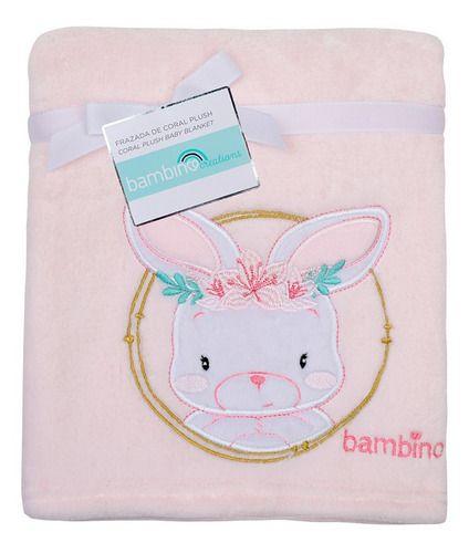 Frazada De Coral Plush Bambino  Conejo Rosado-1