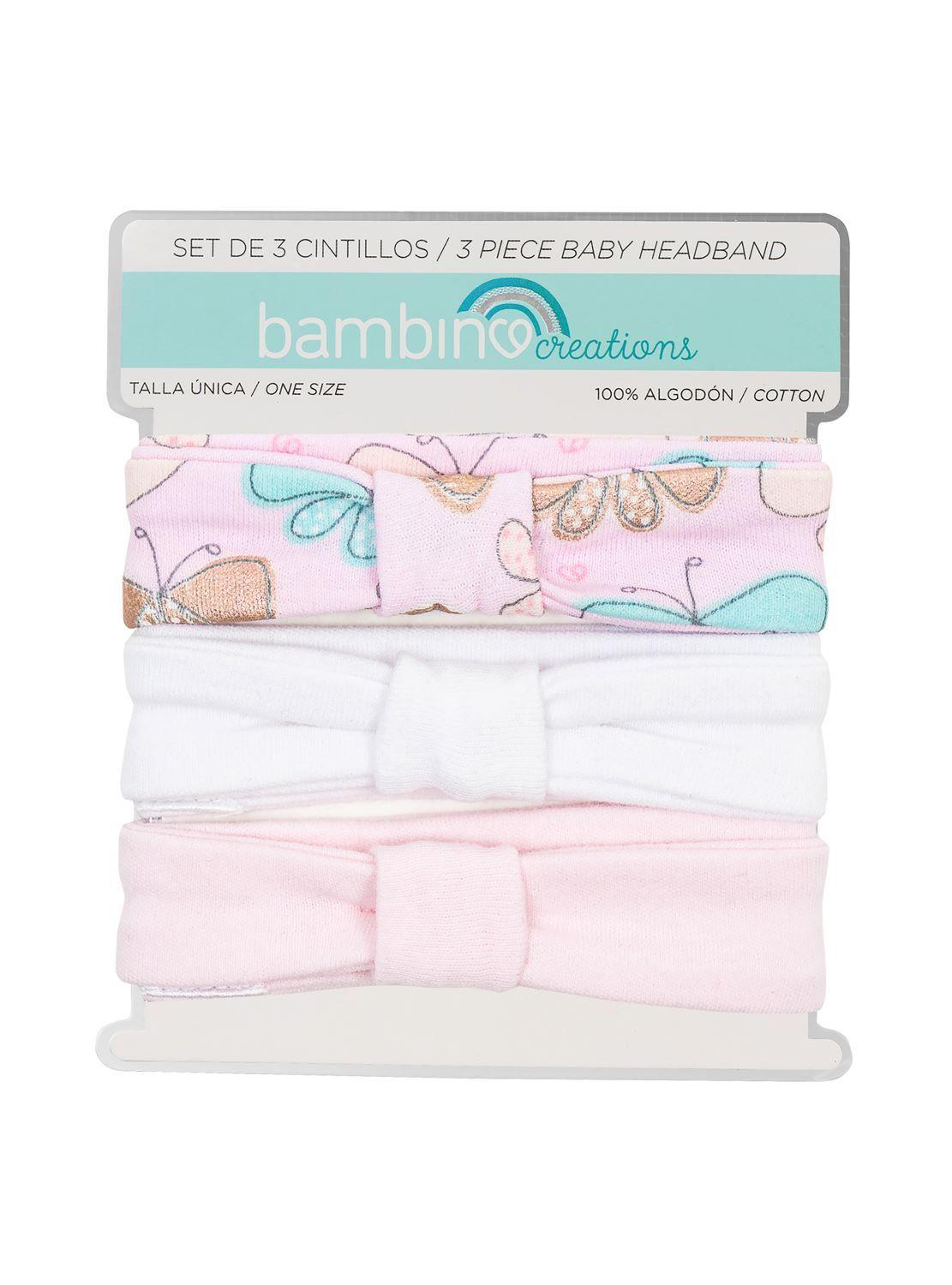Set 3 Piezas Cintillos Bambino Creations Mariposa Rosado-1