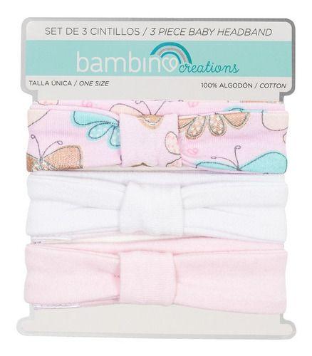 Set 3 Piezas Cintillos Bambino Creations Mariposa Rosado-3