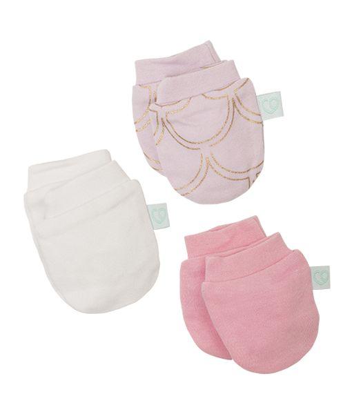 Set 3 Mitones Rosados Escamas Doradas 0-3 Meses-0