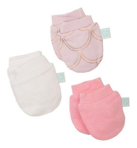 Set 3 Mitones Rosados Escamas Doradas 0-3 Meses-3