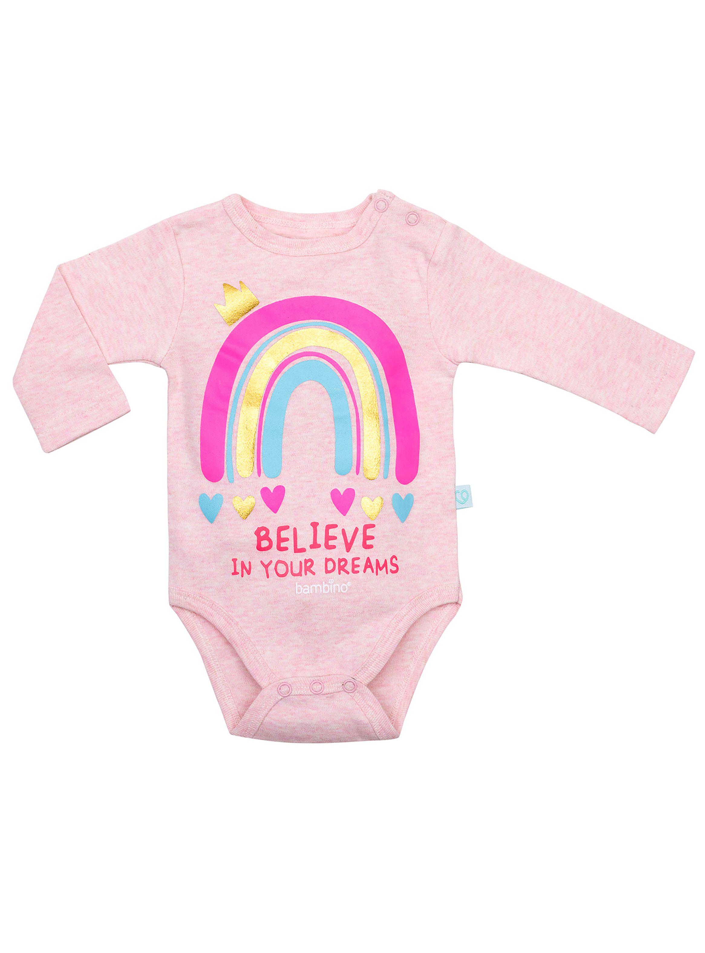 Set 2 Body Manga Larga Rosa Arcoiris Niña-2