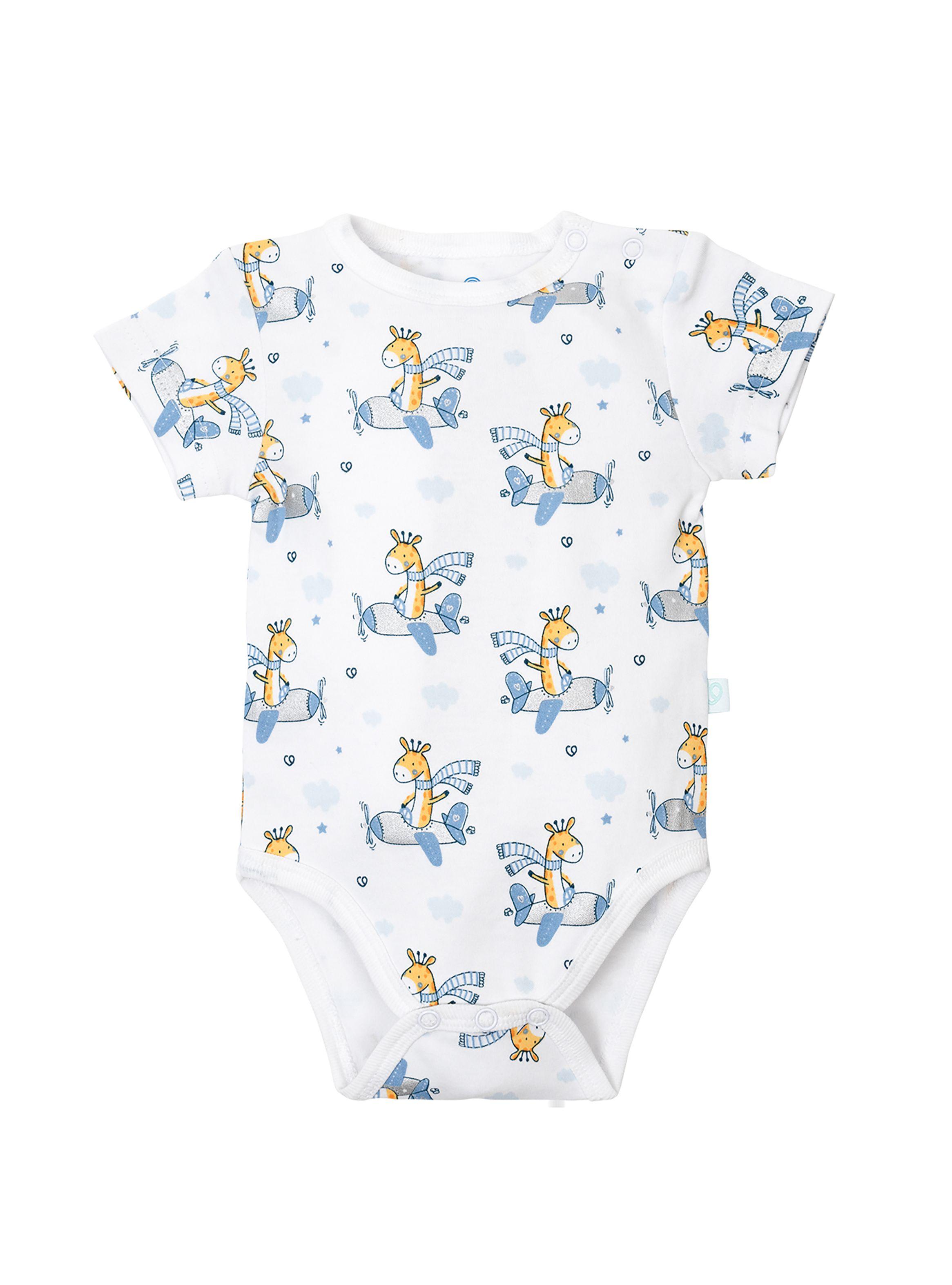 Set 2 Body Manga Corta Celeste Jirafa Niño 0-3M-3