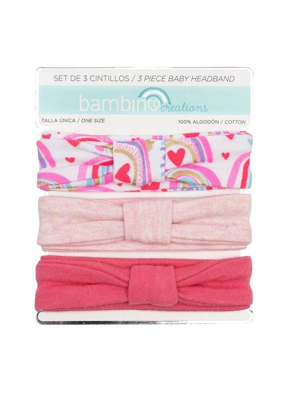 Set 3 Piezas Cintillos Bambino Creations Arcoiris Fucsia-1