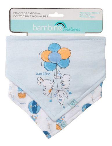 Set 2 Piezas Babero Bandana Bambino  Conejo Celeste-3