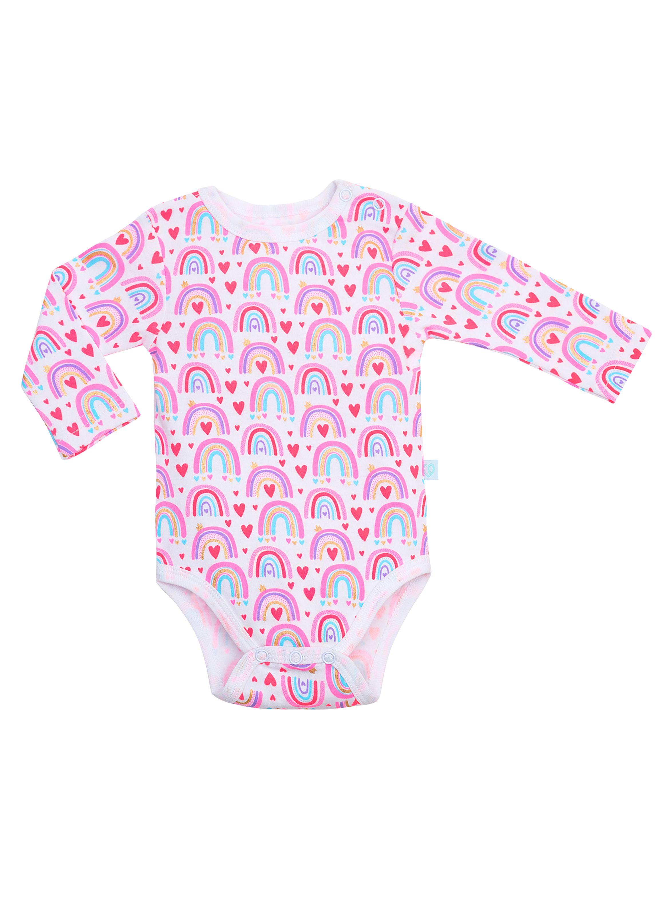 Set 2 Body Manga Larga Rosa Arcoiris Niña 9-12 Meses-3