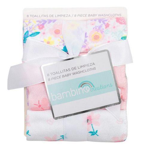 Set 8 Piezas Toallitas De Limpieza Bambino  Flores Rosado-1