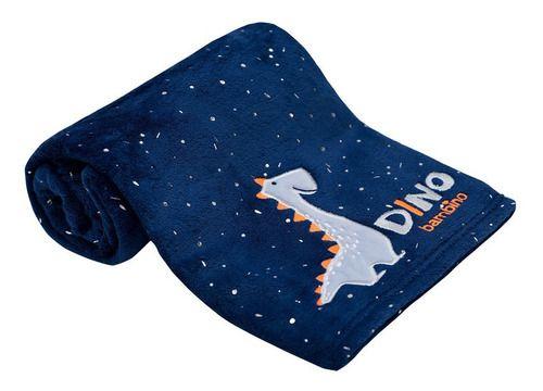 Frazada De Coral Plush Bambino  Dinosaurio Azul-0