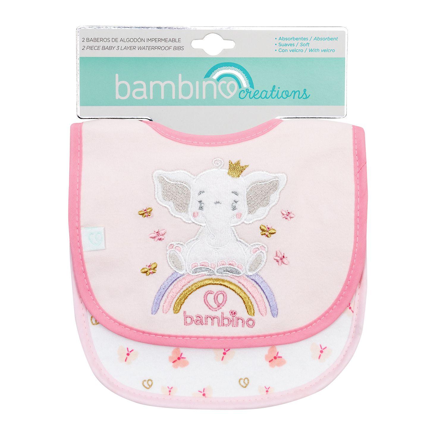 Set 2 Piezas Babero Algodón Impermeable Bambino  Rosado-0