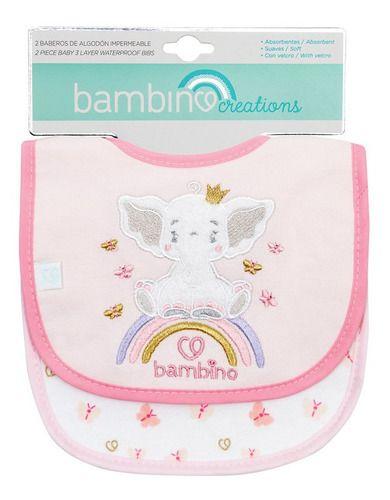 Set 2 Piezas Babero Algodón Impermeable Bambino  Rosado-3