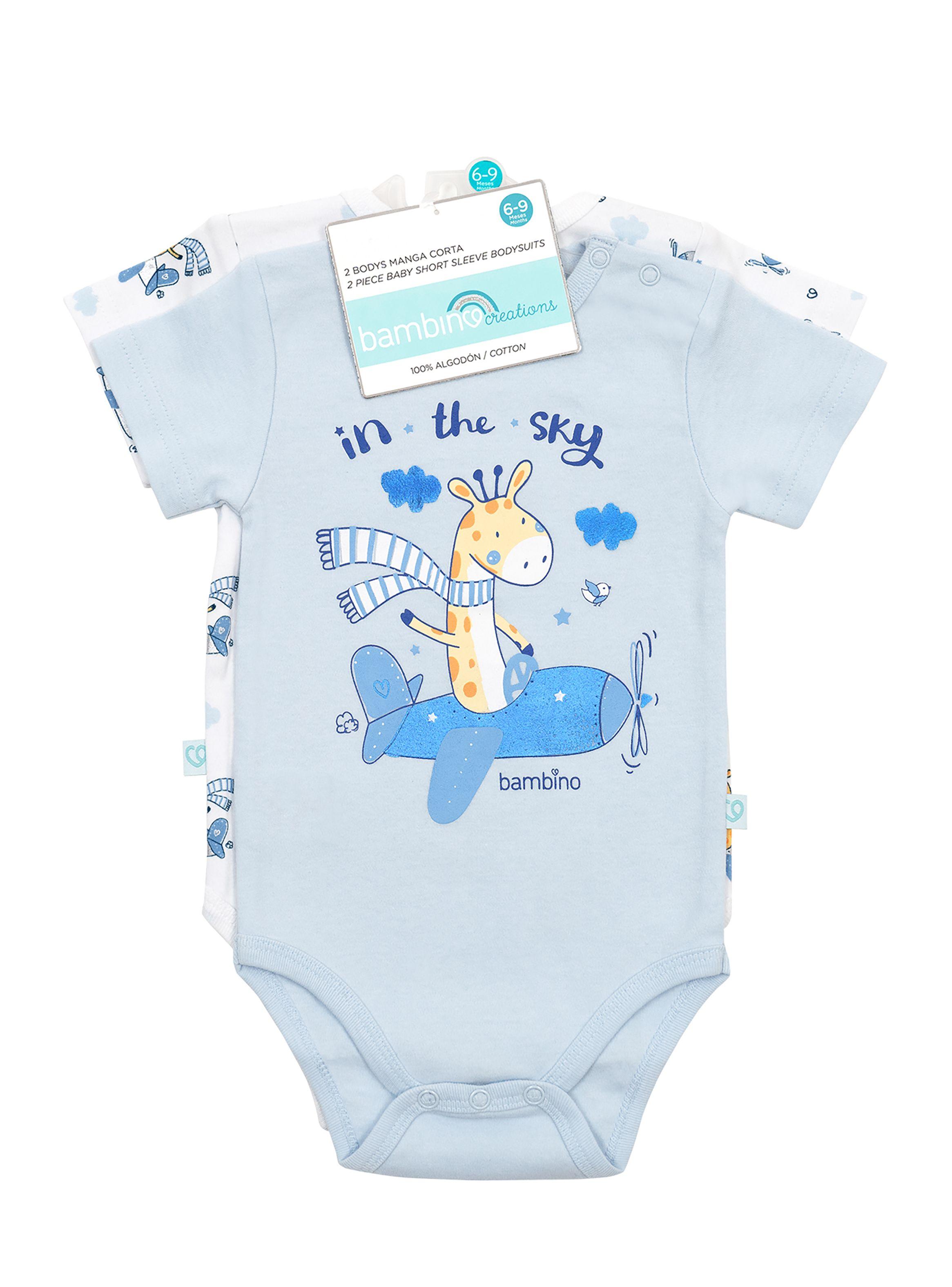 Set 2 Body Manga Corta Celeste Jirafa Niño 3-6M-0