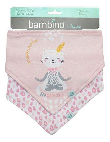 Set 2 Baberos Bandana Rosado Gatita Blanca Yoga-0
